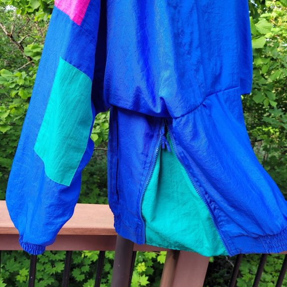 SOLD: VTG 80s 90s Color Block Wind Breaker XL - Picture 8 of 12
